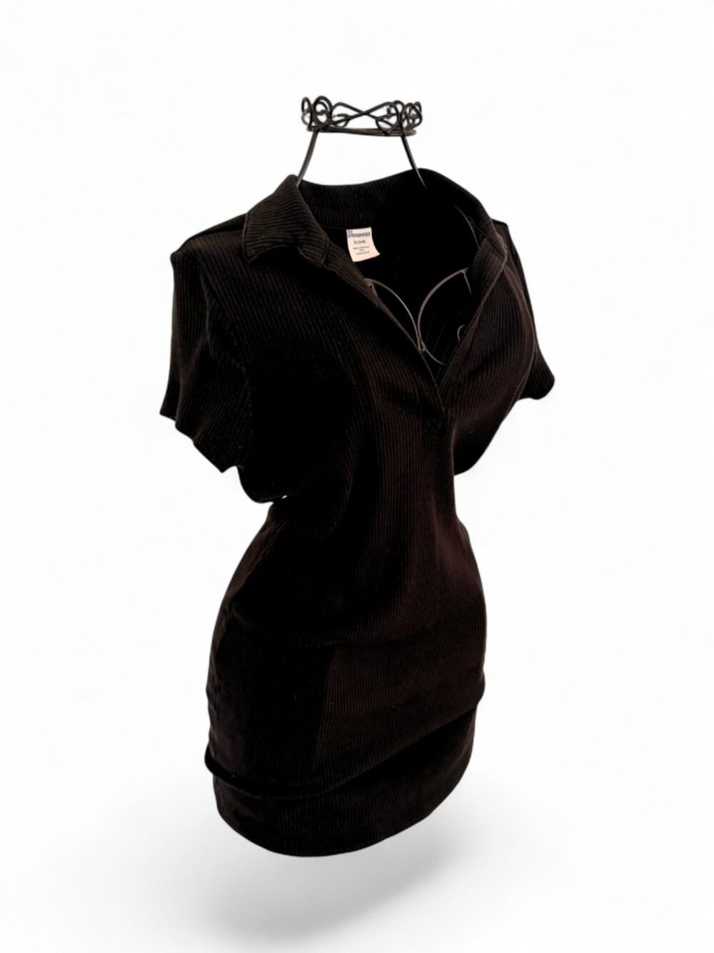 No Boundaries XL Black Ribbed Polo Shirt Short Sleeve